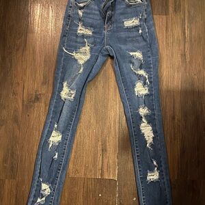 Distressed Blue Jeans